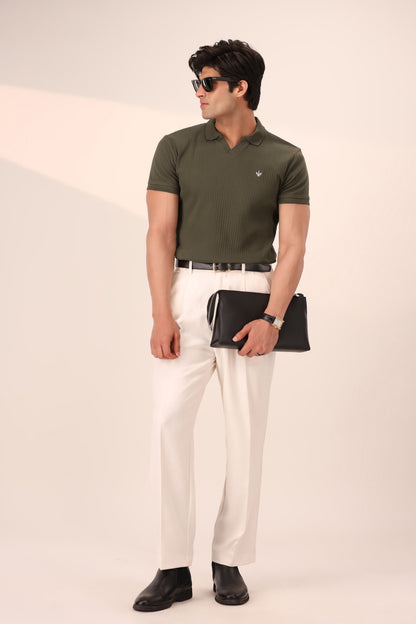 NOIR OLIVE ARTISAN RIB POLO