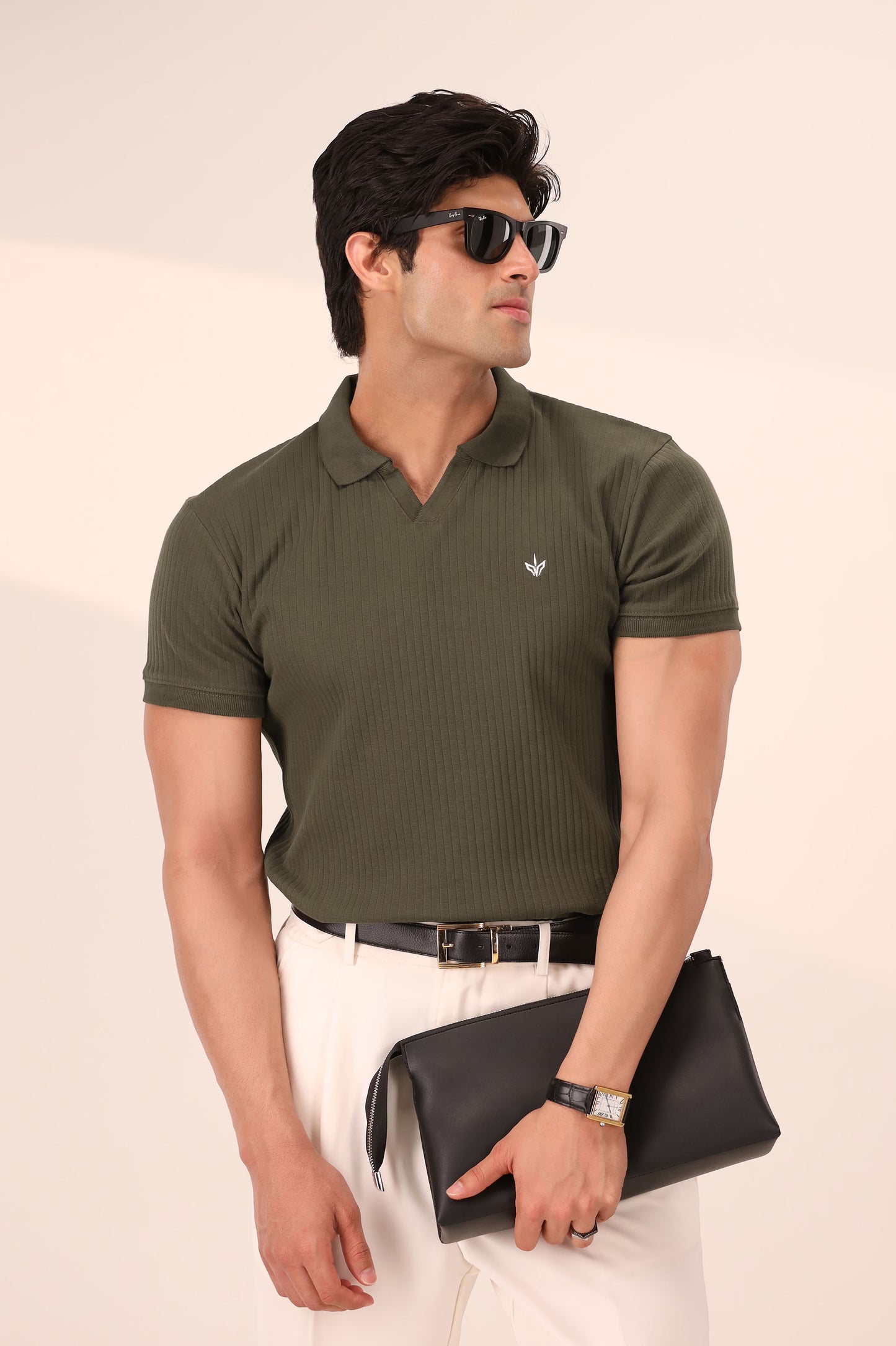 NOIR OLIVE ARTISAN RIB POLO