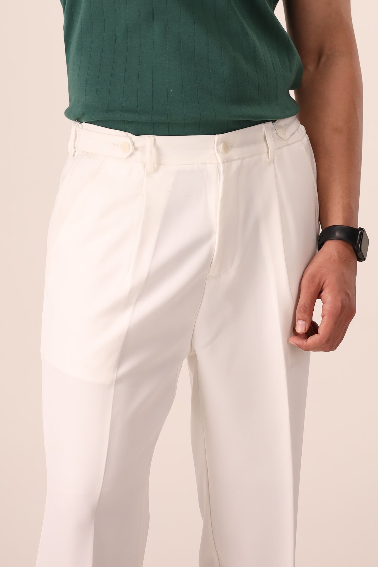 OFF WHITE ADJUSTABLE PLEATED PANTS