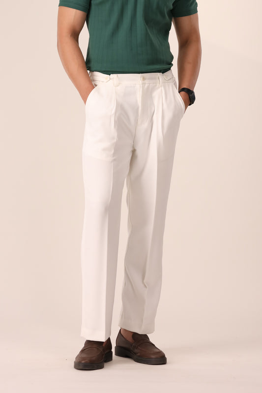 OFF WHITE ADJUSTABLE PLEATED PANTS