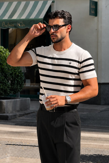 OFF WHITE BRETON KNIT CREW