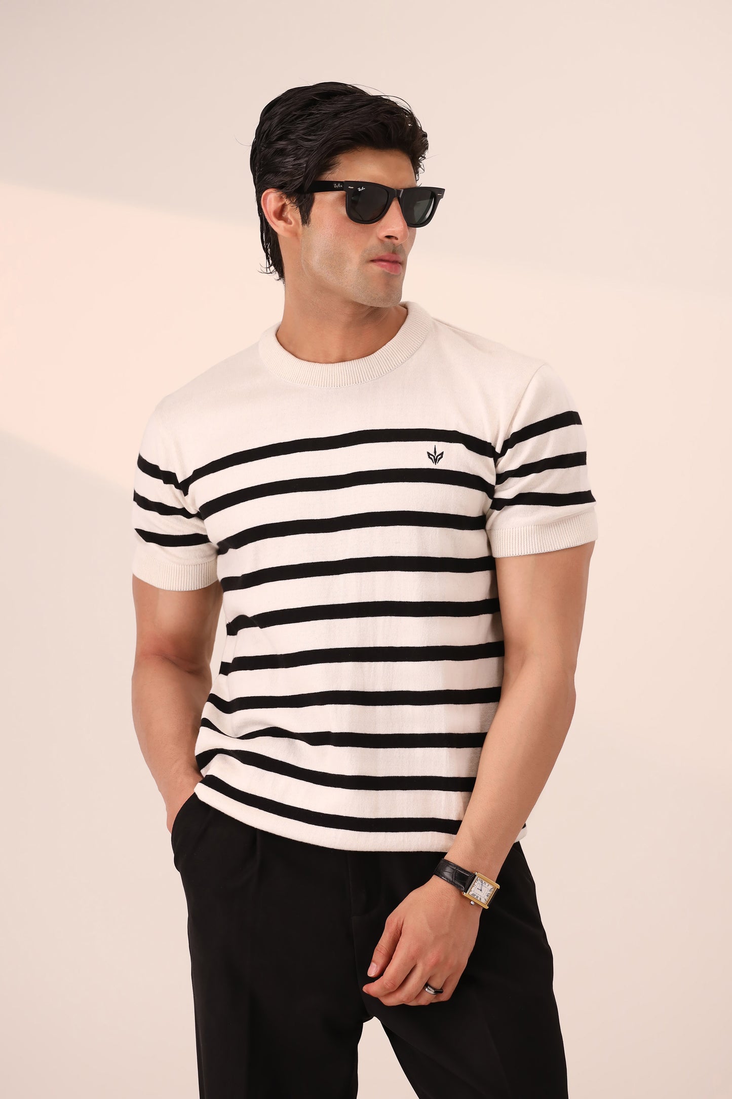 OFF WHITE BRETON KNIT CREW