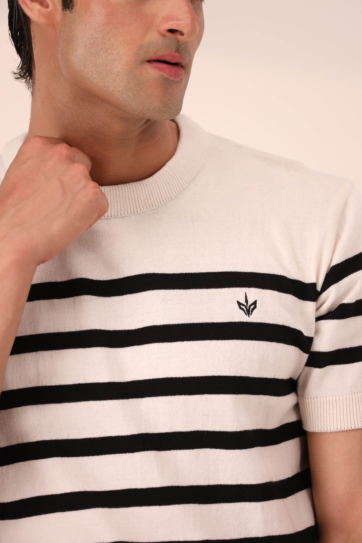 OFF WHITE BRETON KNIT CREW