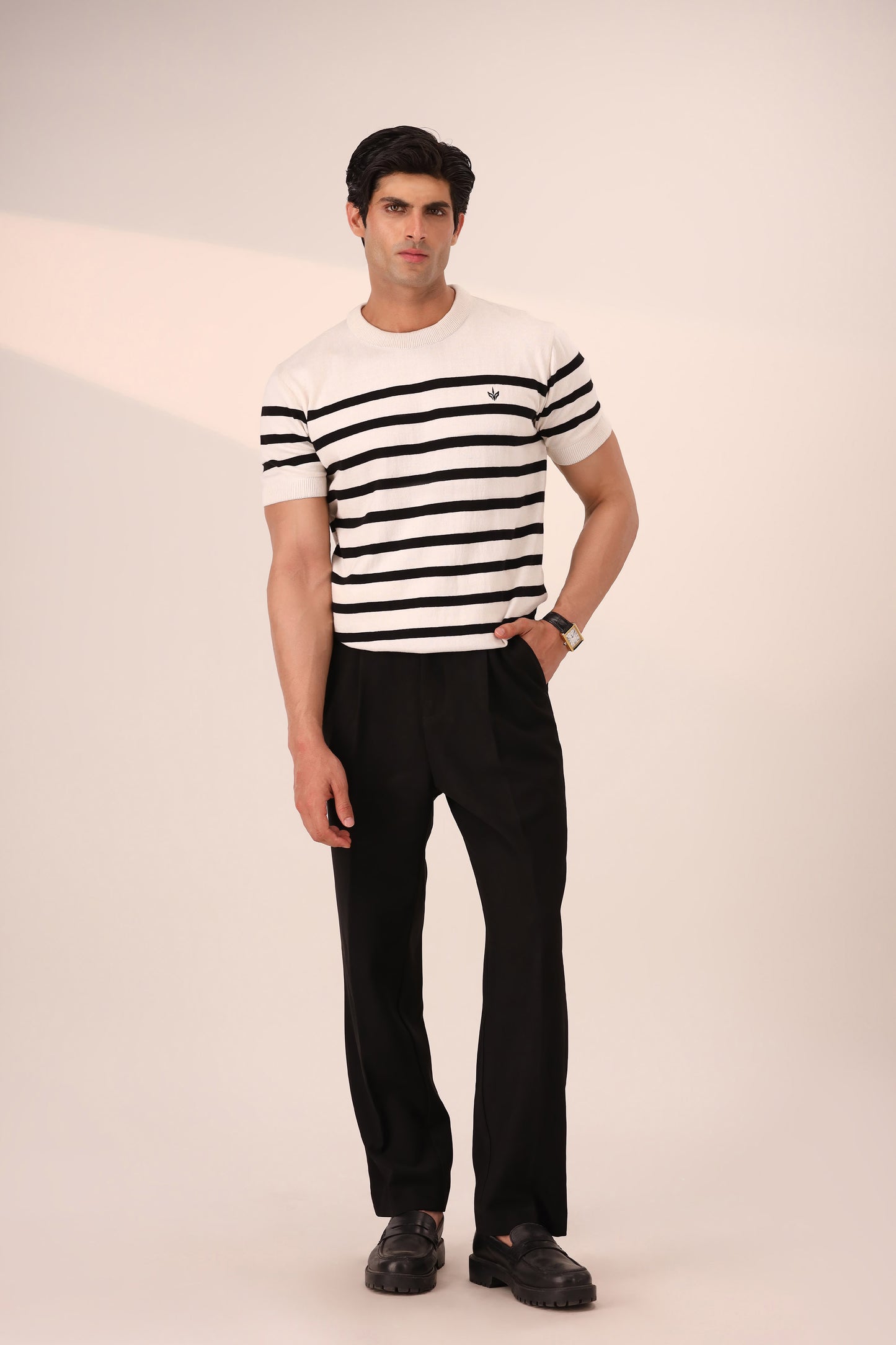 OFF WHITE BRETON KNIT CREW