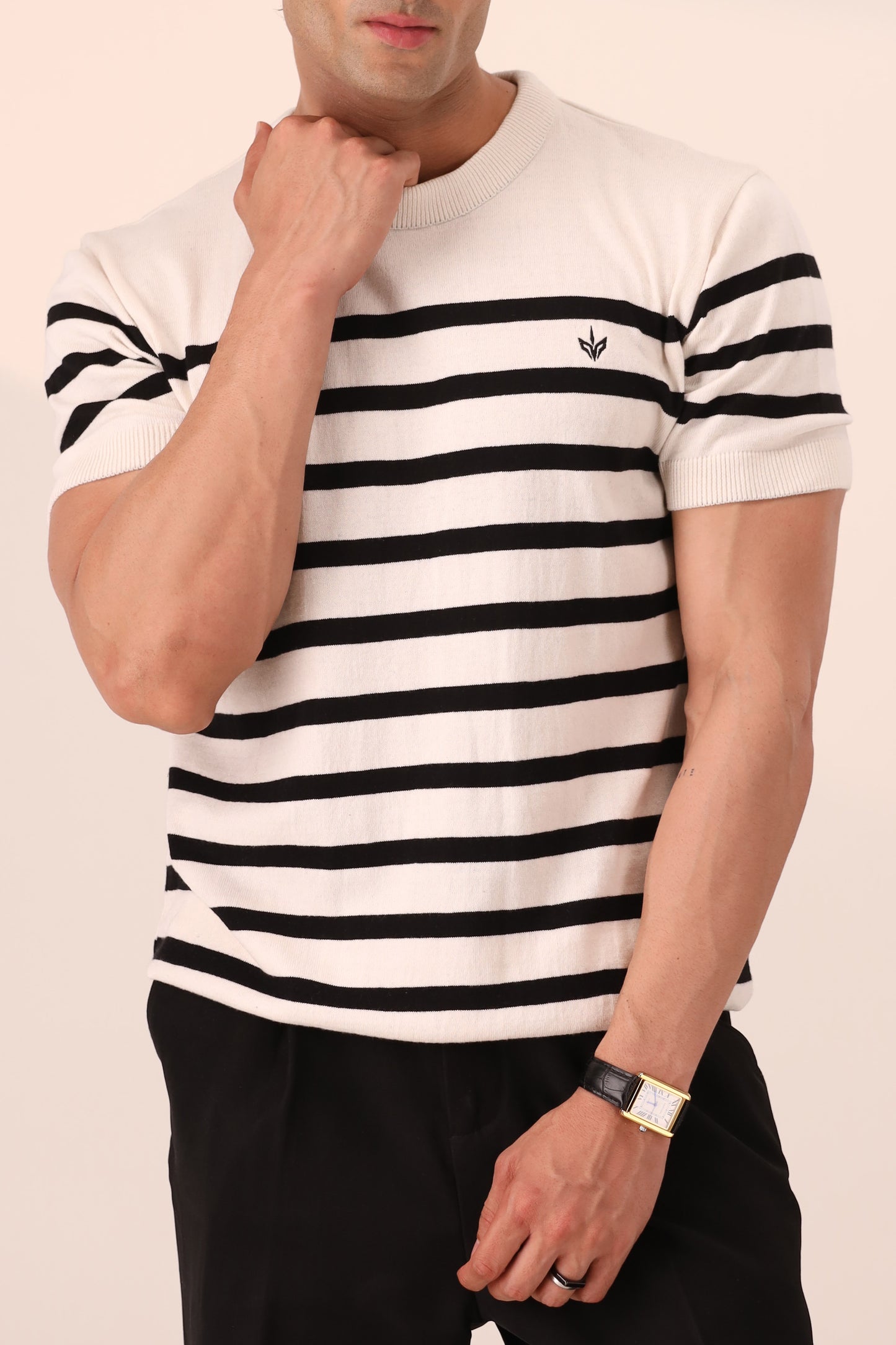 OFF WHITE BRETON KNIT CREW