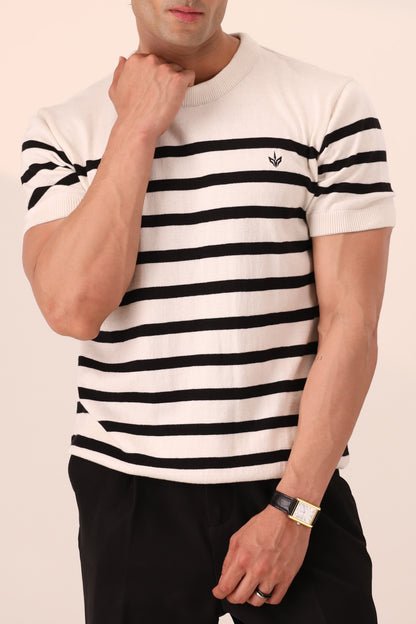 OFF WHITE BRETON KNIT CREW