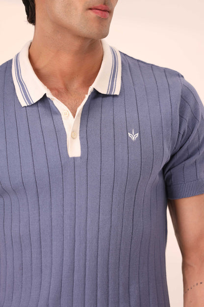 PASTEL BLUE KNITTED SAILOR POLO