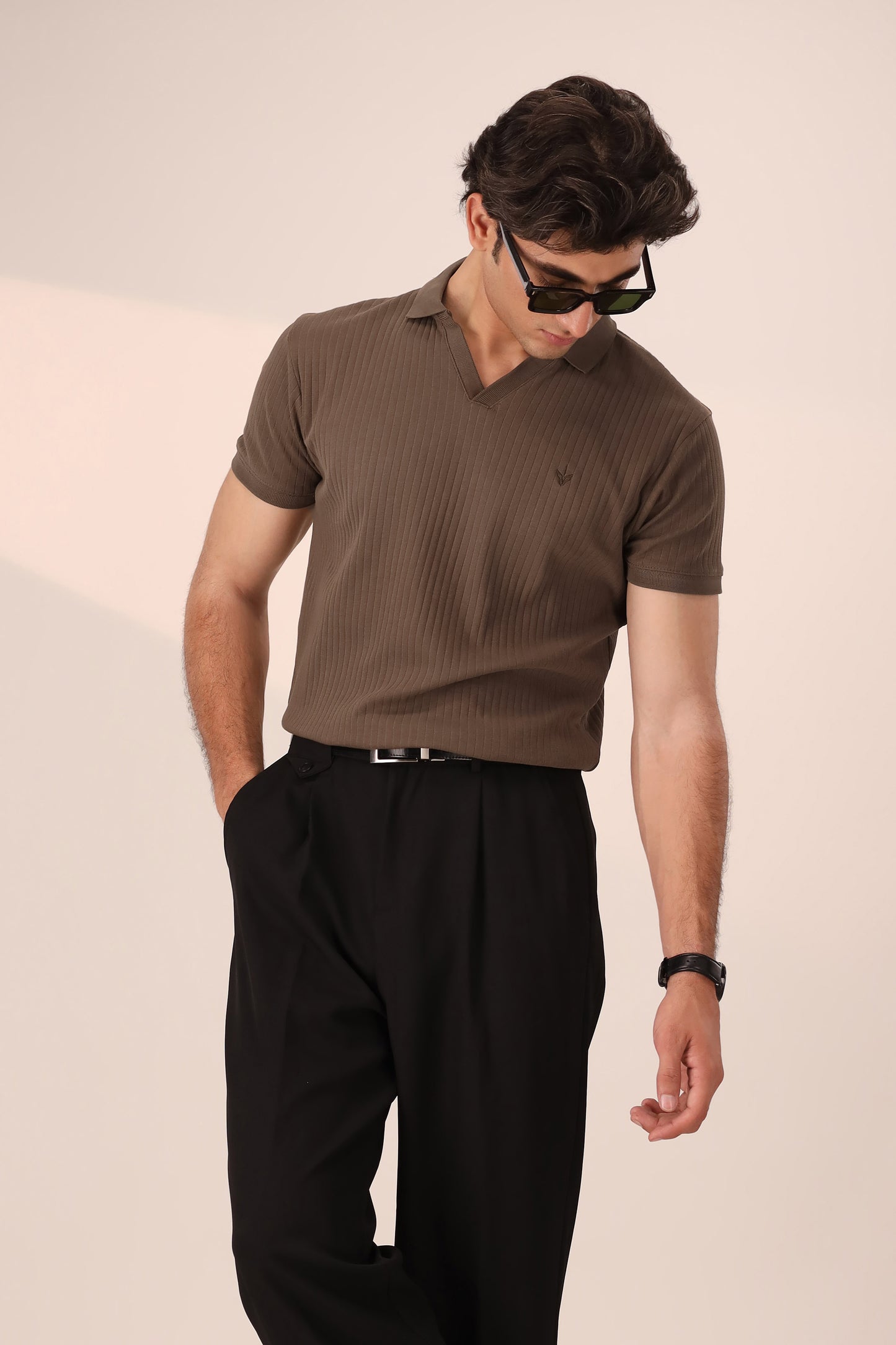 SEPIA BROWN ARTISAN RIB POLO