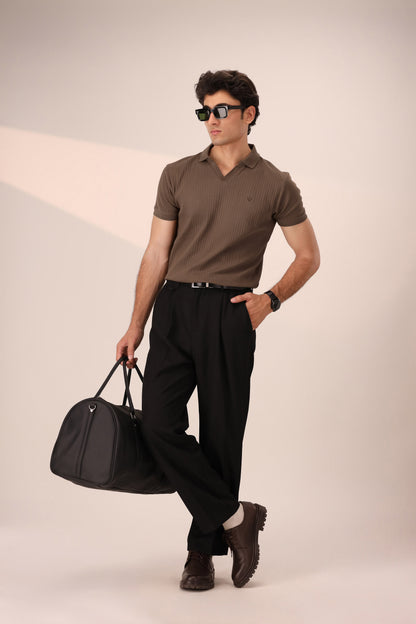 SEPIA BROWN ARTISAN RIB POLO