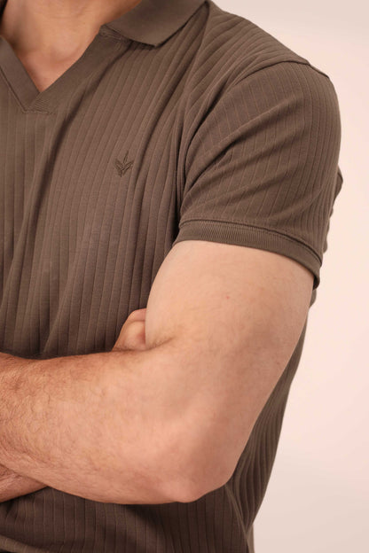 SEPIA BROWN ARTISAN RIB POLO