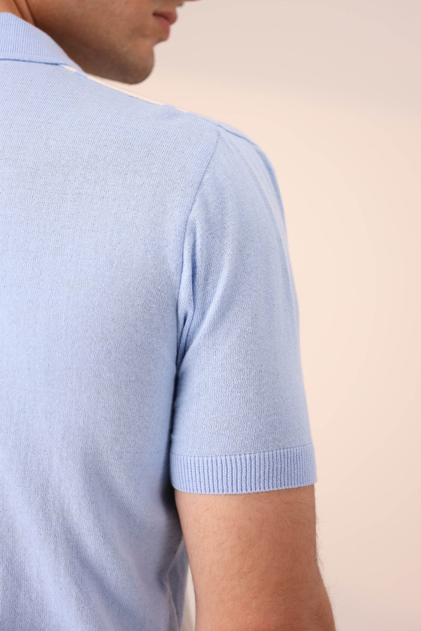 SKY BLUE RETRO STRIPED KNIT POLO