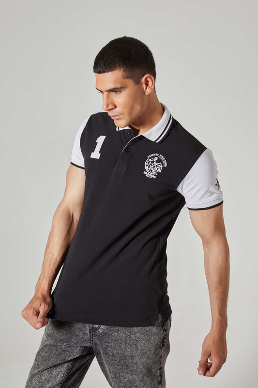 BLACK VARSITY POLO