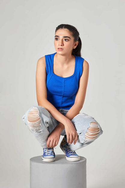 ROYAL BLUE SLEEVELESS TOP