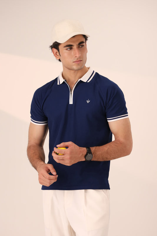 TWILIGHT BLUE RIVIERA ZIP POLO