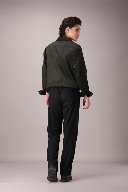 DARK GREEN CORDUROY SHIRT