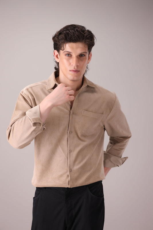 BEIGE CORDUROY SHIRT