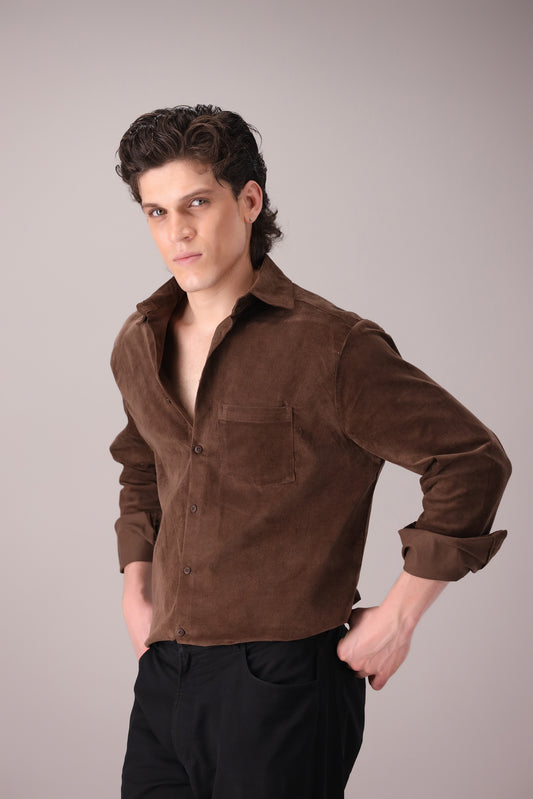 DARK BROWN CORDUROY SHIRT